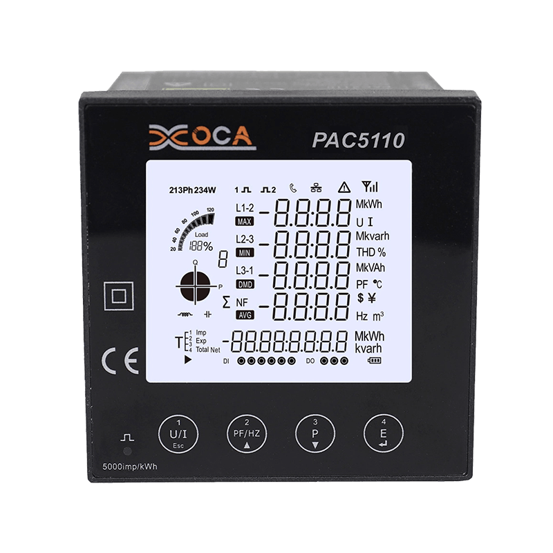 PAC5110 Bảng điều khiển ba pha RS485 Modbus Đồng hồ đo năng lượng điện kỹ thuật số Đồng hồ đo điện